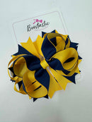 4.5 Inch Ring Bow Bobble - Navy & Yellow Gold