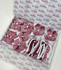 School Bundle - 5 Matching Pairs - Clips & Bobbles - Burgundy & White Gingham