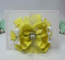 4.5 inch Fluffy Bow - Lemon & White