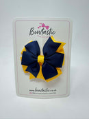 3 Inch Pinwheel Bow - Navy & Yellow Gold