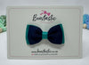 3 Inch Flat Double Bow - Navy & Jade Green