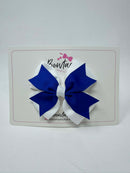 3.5 Inch 2 Layer Bow - Cobalt & White