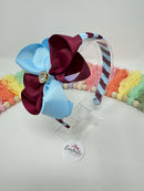 4 inch Flower Alice Band - Wine & Blue Topaz