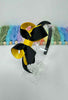 3 Inch Bow Alice Band - Black & Yellow Gold