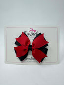 3.5 Inch 2 Layer Bow - Red & Black