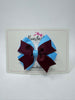 3.5 Inch 2 Layer Bow - Burgundy & Blue Mist