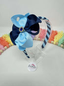 4 inch Flower Alice Band - Navy & Blue Topaz