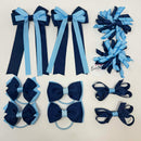 School Bundle - 3 Inch Bows - Navy & Blue Mist - Clips & Bobbles