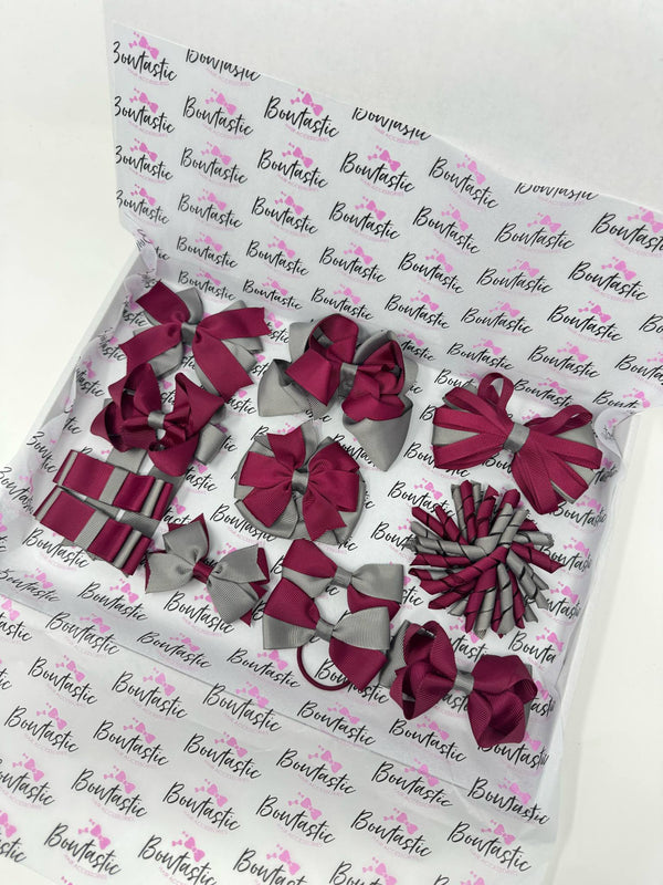 Surprise School Bundle - Wine & Metal Grey - 12 Items