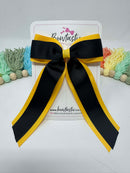 4.5 Inch Tail Bow - Black & Yellow Gold