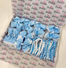 School Bundle - 5 Matching Pairs - Clips & Bobbles - Blue & White Gingham