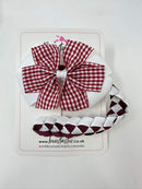 Bun Wrap - 4 Inch Bow - Burgundy & White Gingham
