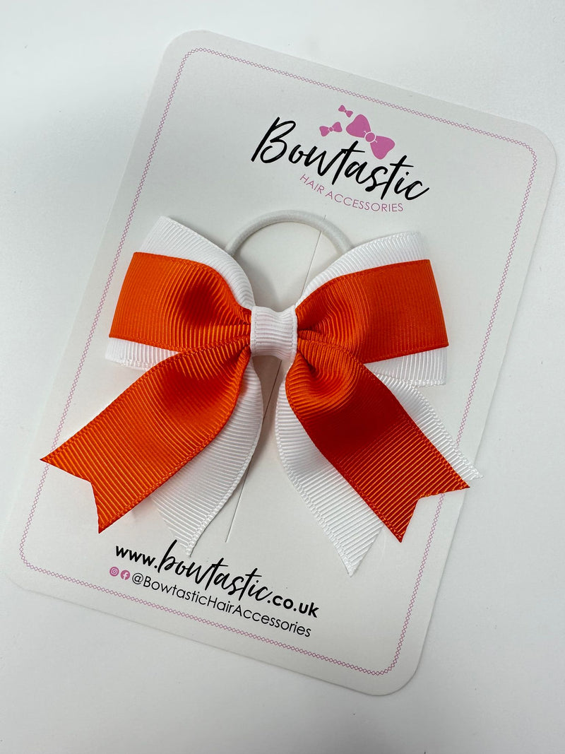 3.5 Inch Tail Bow Thin Elastic - Orange & White