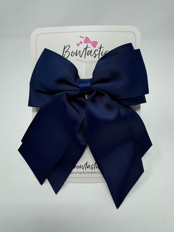 4.5 Inch 2 Layer Tail Bow - Navy