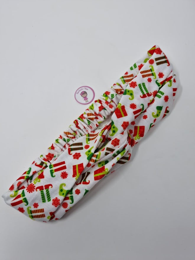 Christmas - Medium Bandanna - Elf & Present Print