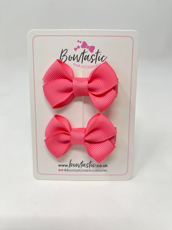 2 Inch Flat Bows Style 2 - Coral Rose - 2 Pack
