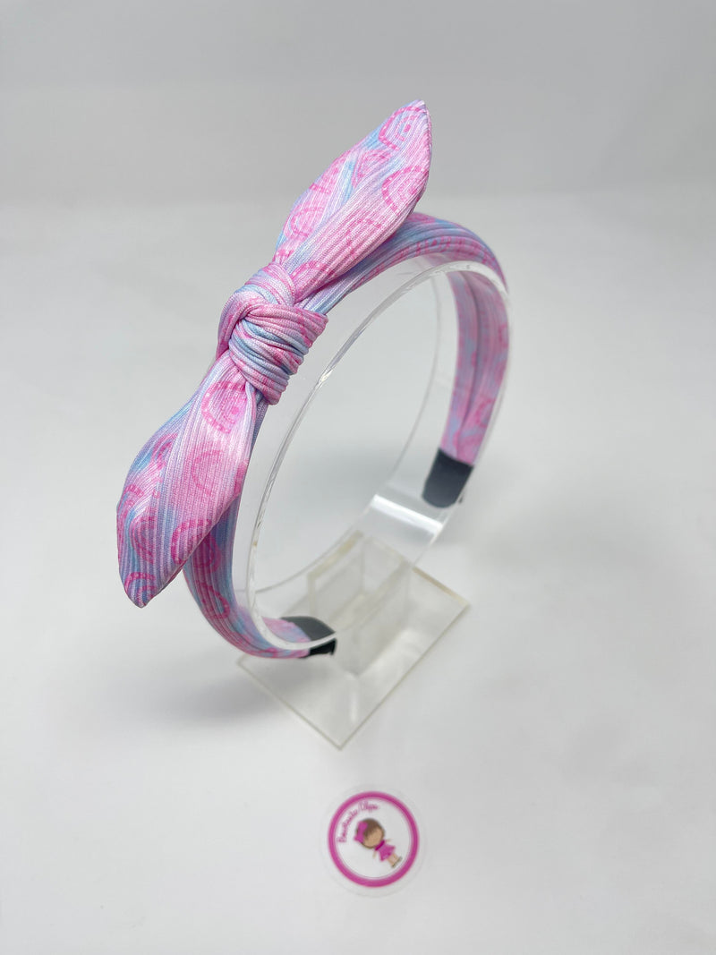 Ribbed Knot Headband - Pink & Blue Rainbow