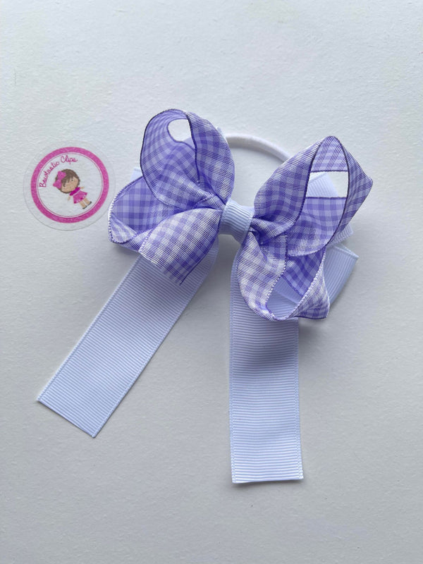 3.5 Inch Tail Bobble - Lilac & White Gingham