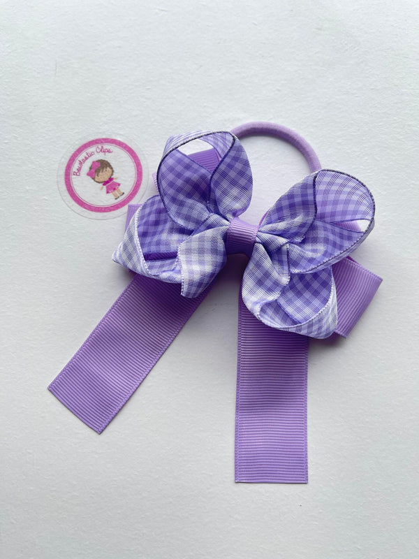 3.5 Inch Tail Bobble - Lilac & Lilac Gingham
