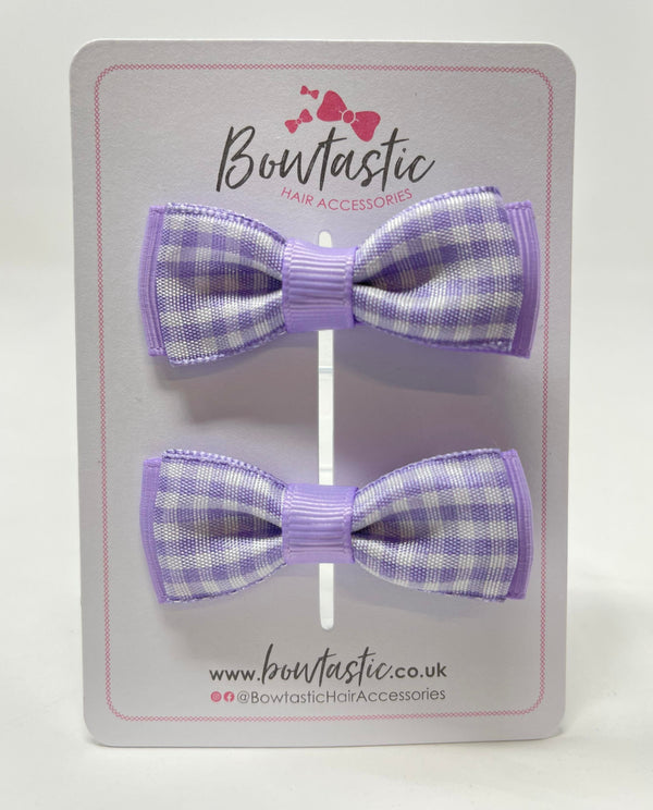 1.75 Inch Bow - Lilac Gingham - 2 Pack