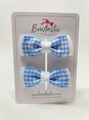1.75 Inch Bow - Light Blue & White Gingham - 2 Pack