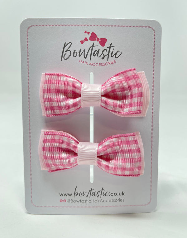 1.75 Inch Bow - Pink Gingham - 2 Pack