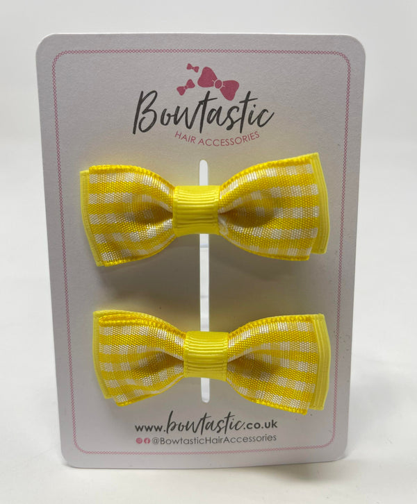 1.75 Inch Bow - Yellow Gingham - 2 Pack