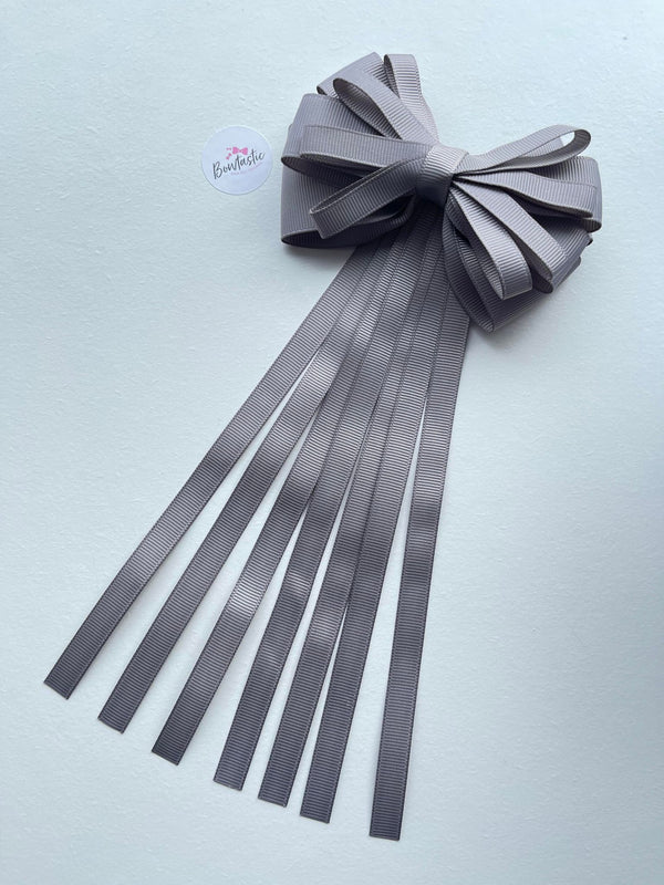 4 Inch Loop Tail Bow - Silver