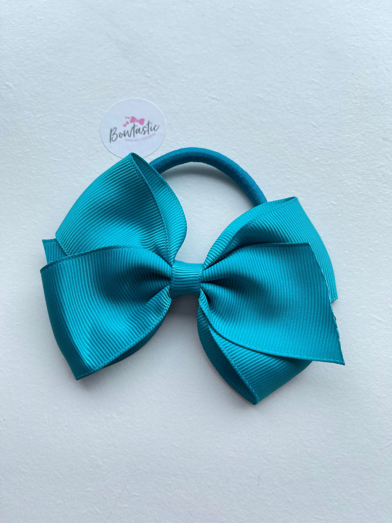 4 Inch Flat Bow Bobble - Tornado Blue