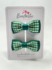 1.75 Inch Bow - Forest Green & Green Gingham - 2 Pack