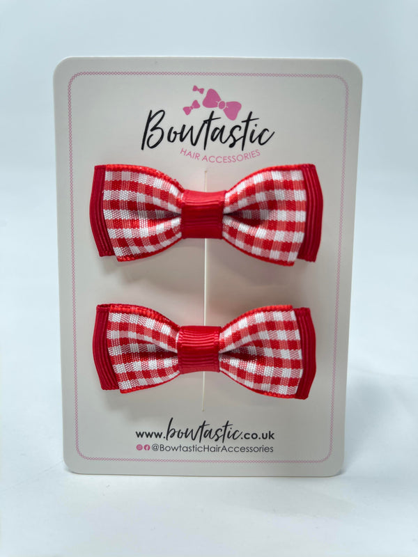 1.75 Inch Bow - Red Gingham - 2 Pack