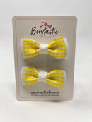 1.75 Inch Bow - Yellow & White Gingham - 2 Pack