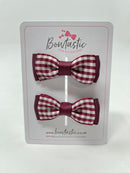 1.75 Inch Bow - Burgundy Gingham - 2 Pack