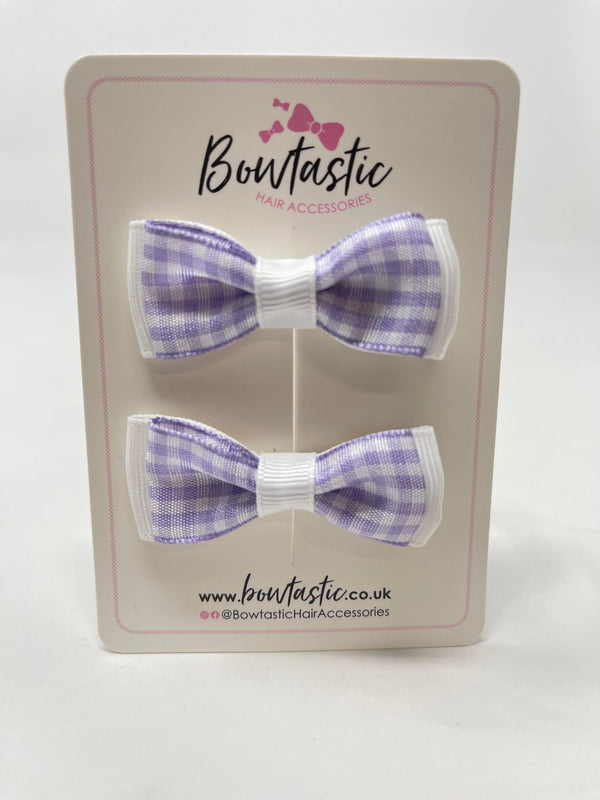 1.75 Inch Bow - Lilac & White Gingham - 2 Pack