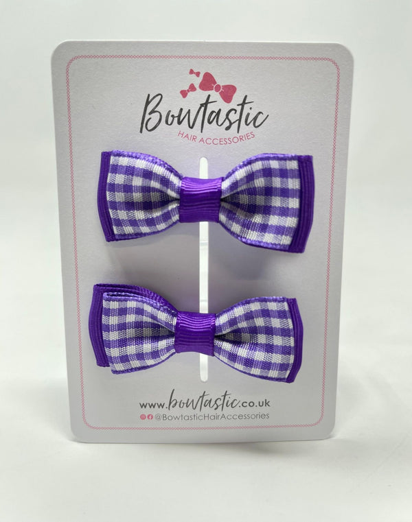 1.75 Inch Bow - Purple Gingham - 2 Pack