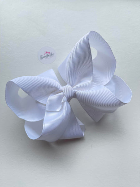 5 Inch Double Bow - White