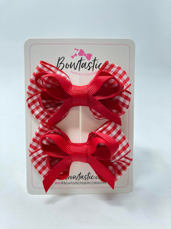 2.5 Inch Bows - Red Gingham - 2 Pack