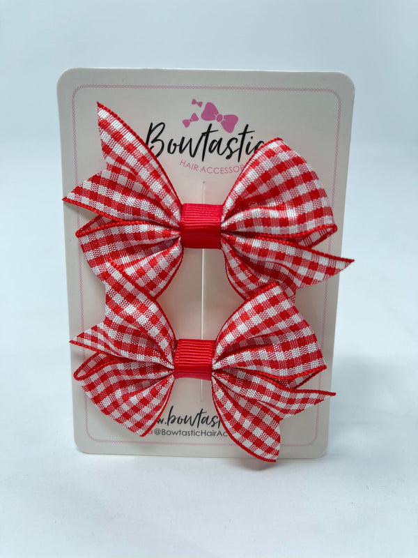 2 Inch Flat Bow - Red Gingham - 2 Pack