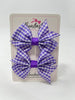 2 Inch Flat Bow - Purple Gingham - 2 Pack