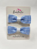 2.75 Inch Bows - Light Blue & White Gingham - 2 Pack