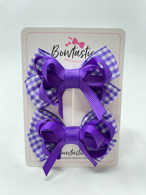 2.5 Inch Bows - Purple Gingham - 2 Pack