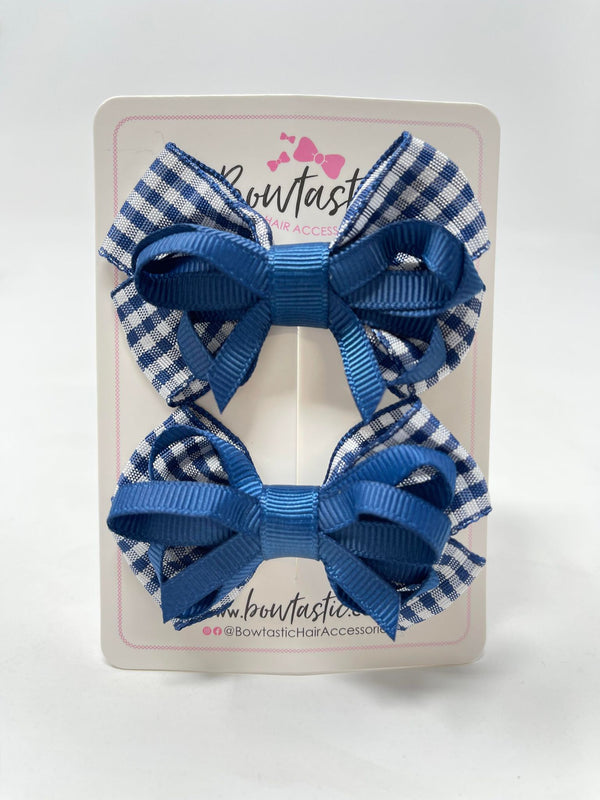 2.5 Inch Bows - Navy Gingham - 2 Pack