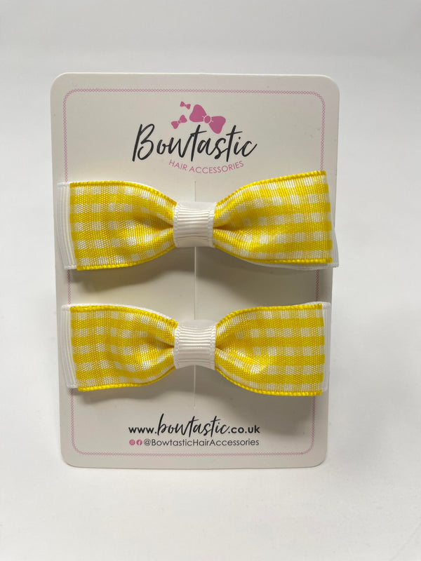 2.75 Inch Bows - Yellow & White Gingham - 2 Pack