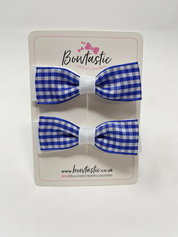 2.75 Inch Bows - Royal Blue & White Gingham - 2 Pack