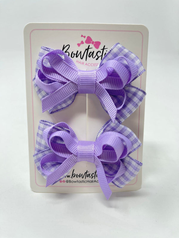 2.5 Inch Bows - Lilac Gingham - 2 Pack