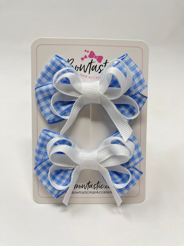 2.5 Inch Bows - Blue & White Gingham - 2 Pack