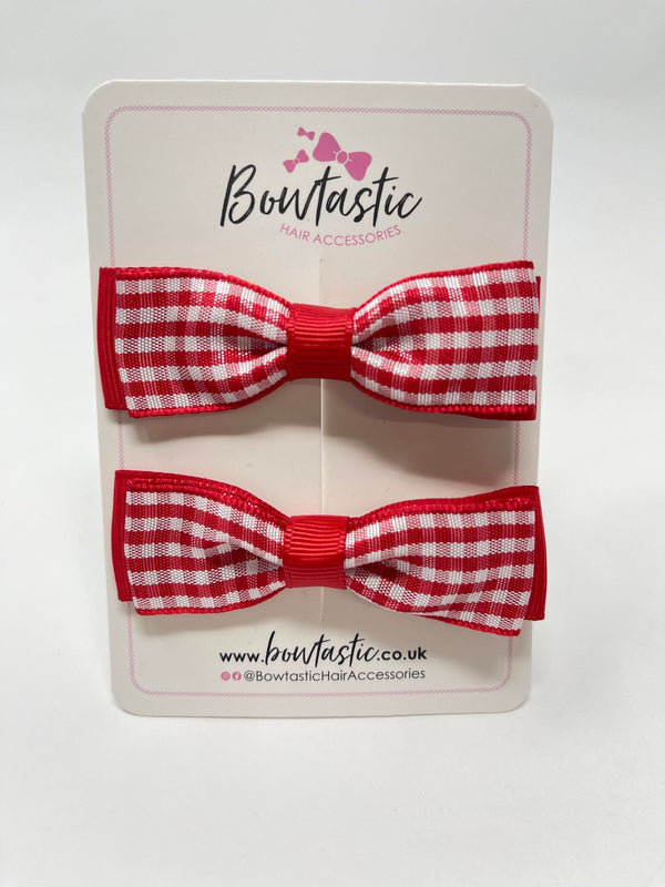 2.75 Inch Bows - Red & Red Gingham - 2 Pack