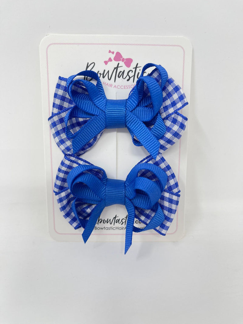 2.5 Inch Bows - Royal Blue Gingham - 2 Pack