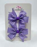 3 Inch Pinwheel Bow - Purple Gingham - 2 Pack