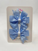 3 Inch Pinwheel Bow - Light Blue Gingham - 2 Pack
